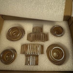 Brown Glass Candle Holders Set